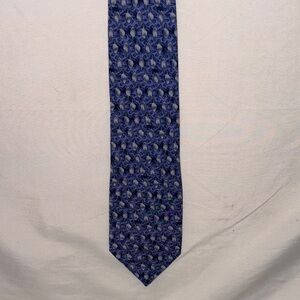 Hand-Sewn Sea Turtle Patterned Men's Blue Tie, 100% Silk